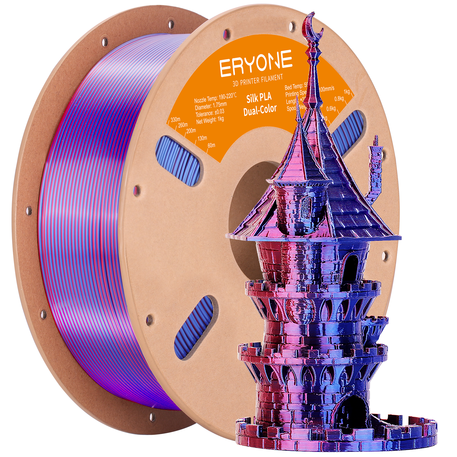 ERYONE Dual Color Silk PLA · Sarkans / zils · 1 kg