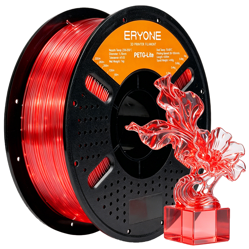 ERYONE PETG-Lite · Caurspīdīgs sarkans · 1 kg