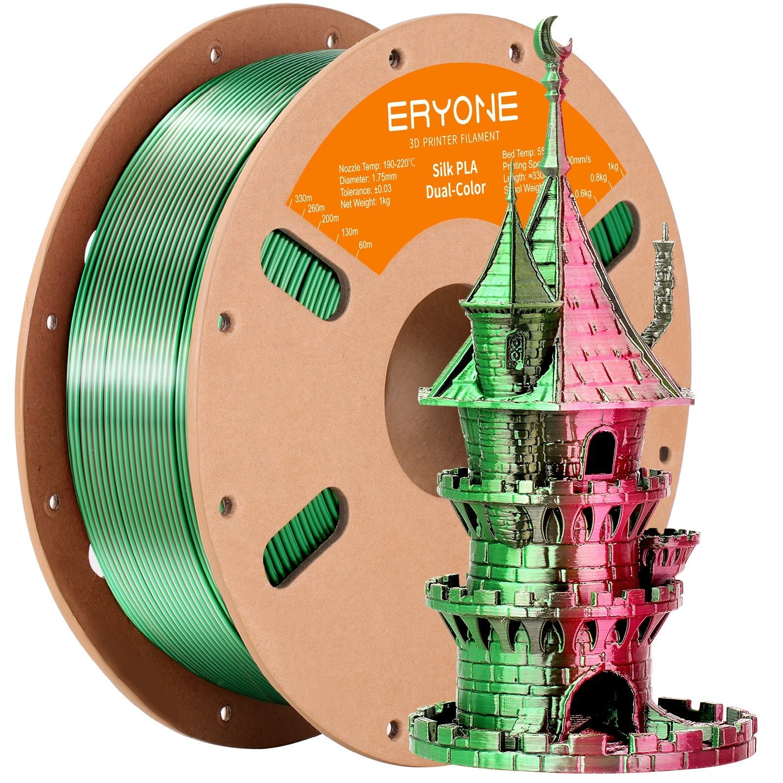 ERYONE Dual Color Silk PLA · Zaļš / sarkans · 1 kg