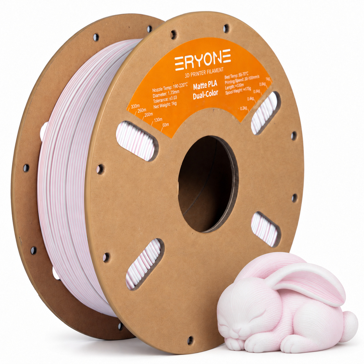 ERYONE Dual Color Matte PLA · Rozā / balts · 1 kg
