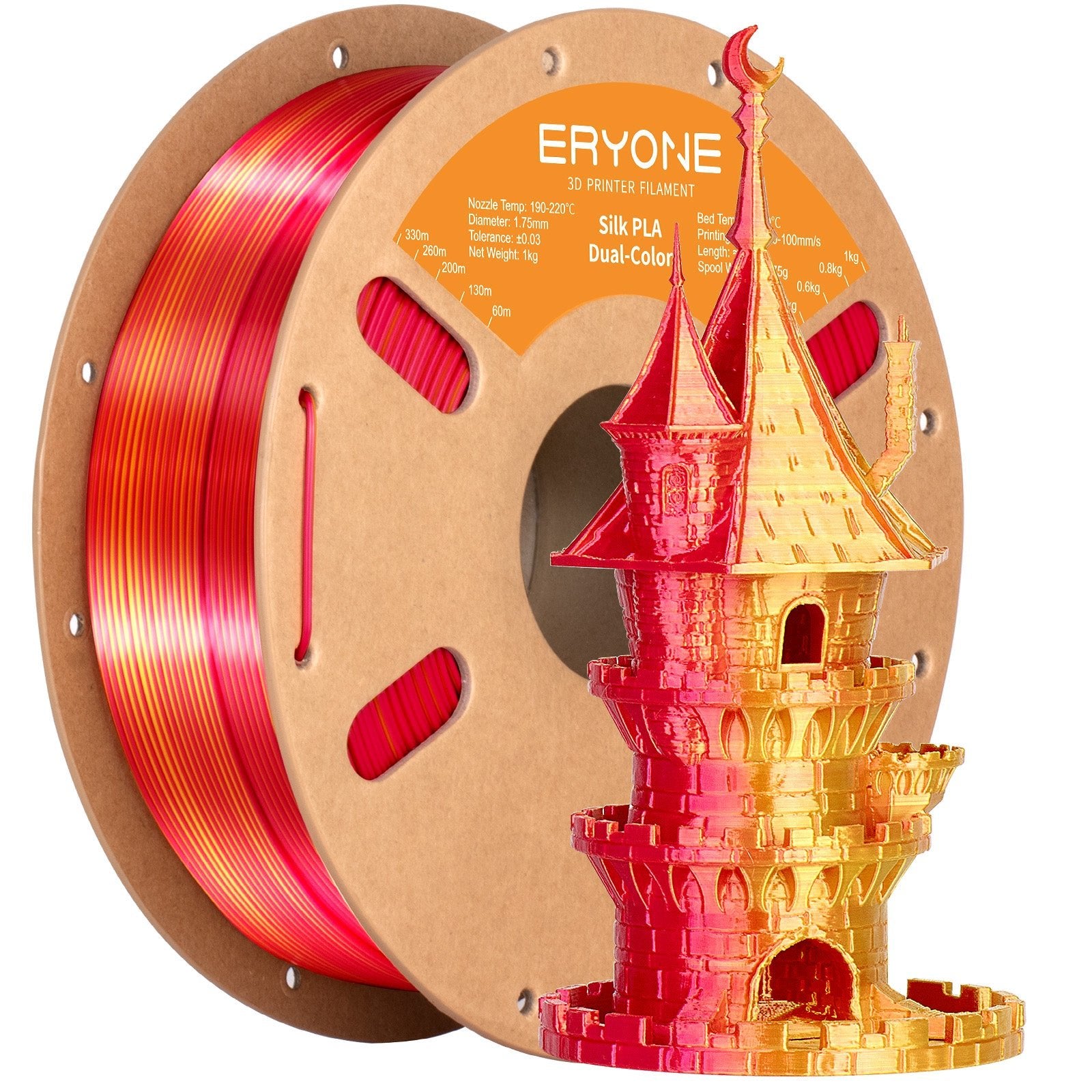 ERYONE Dual Color Silk PLA · sarkans / zeltains · 1 kg